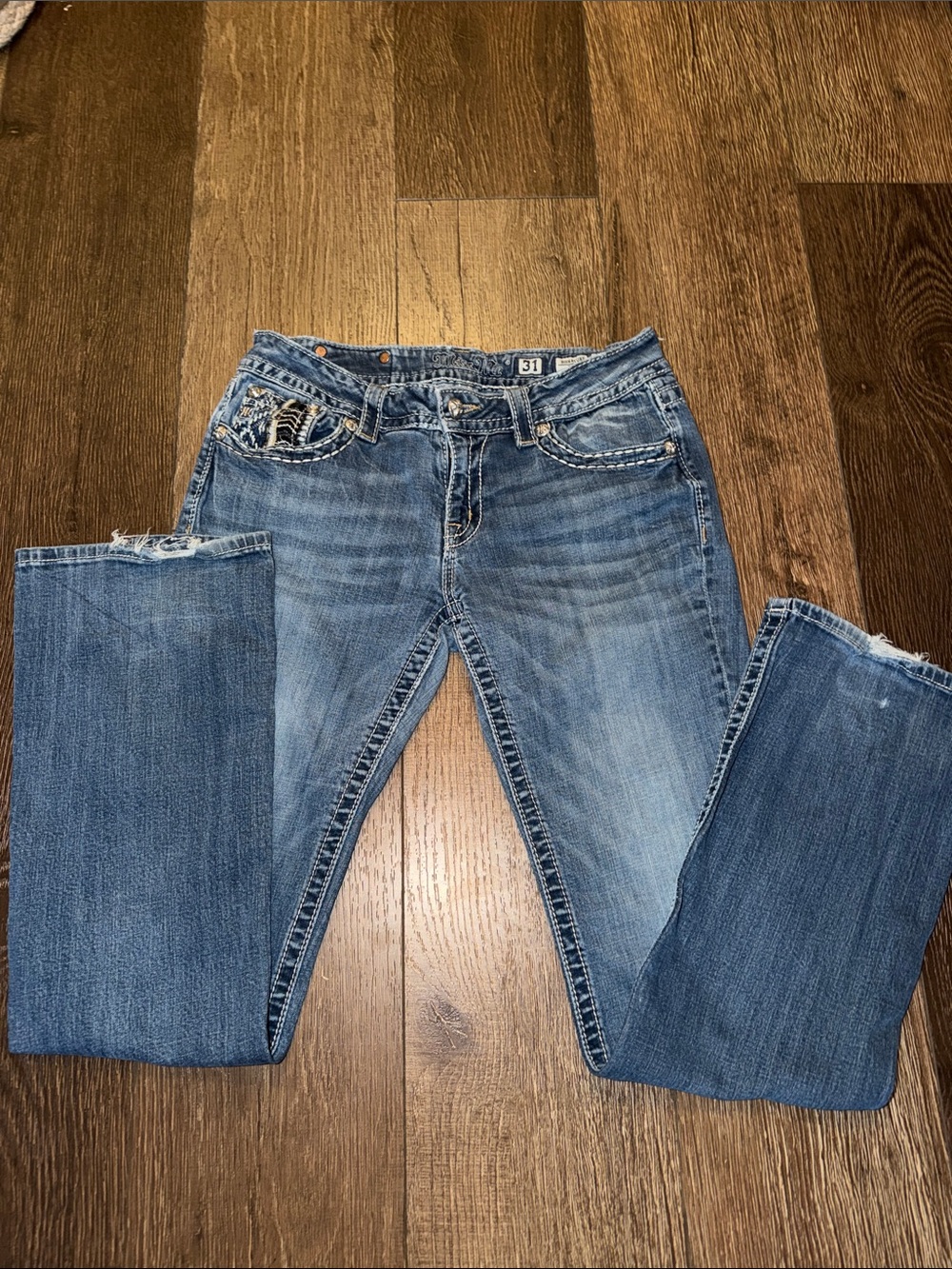 Miss Me Medium Blue Distressed Boot Cut Jeans